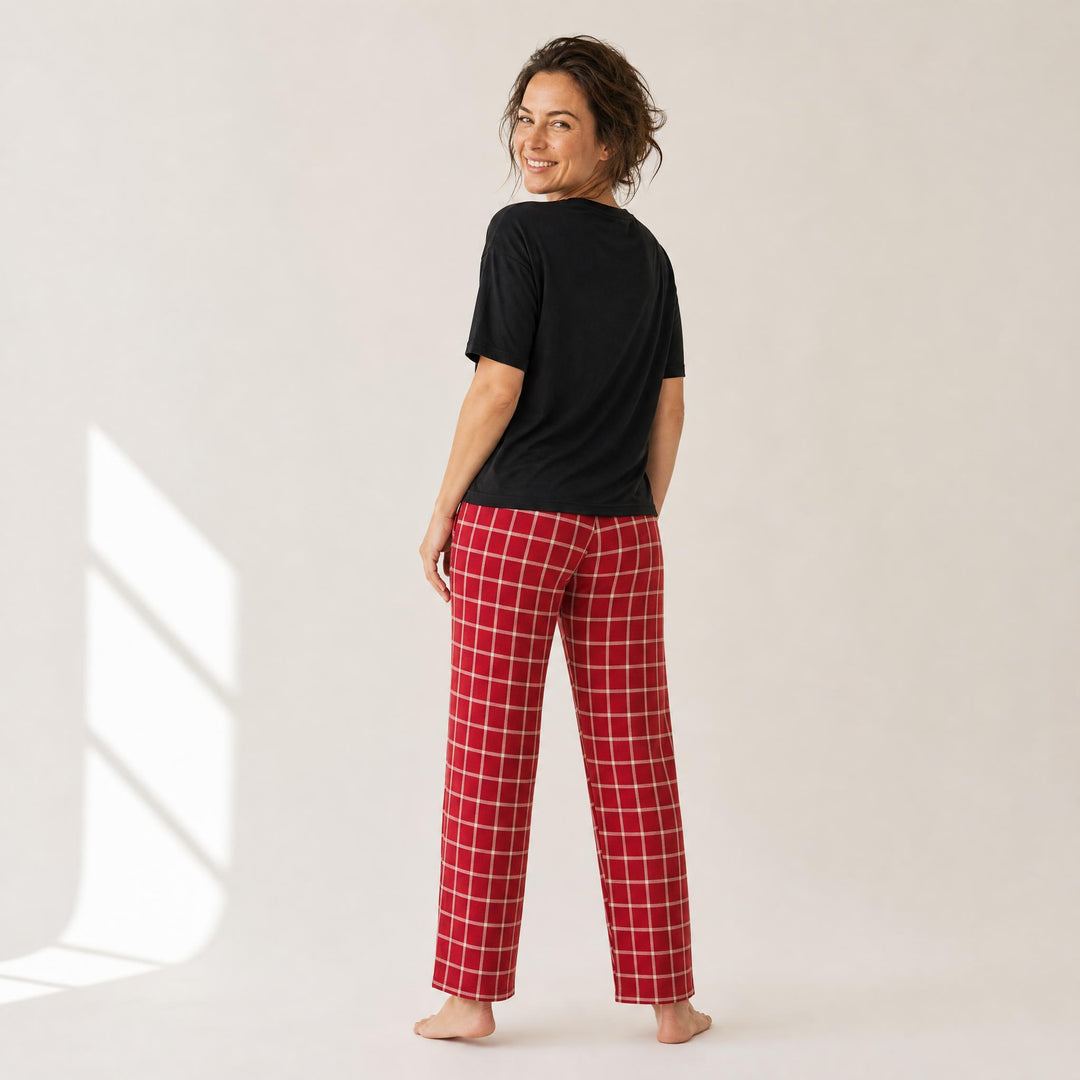 Checked Pajama Set - Short Sleeve