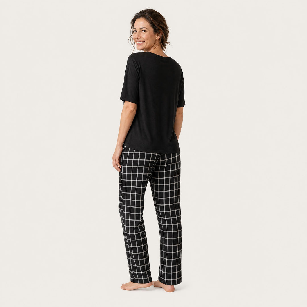 Checked Pajama Set - Short Sleeve