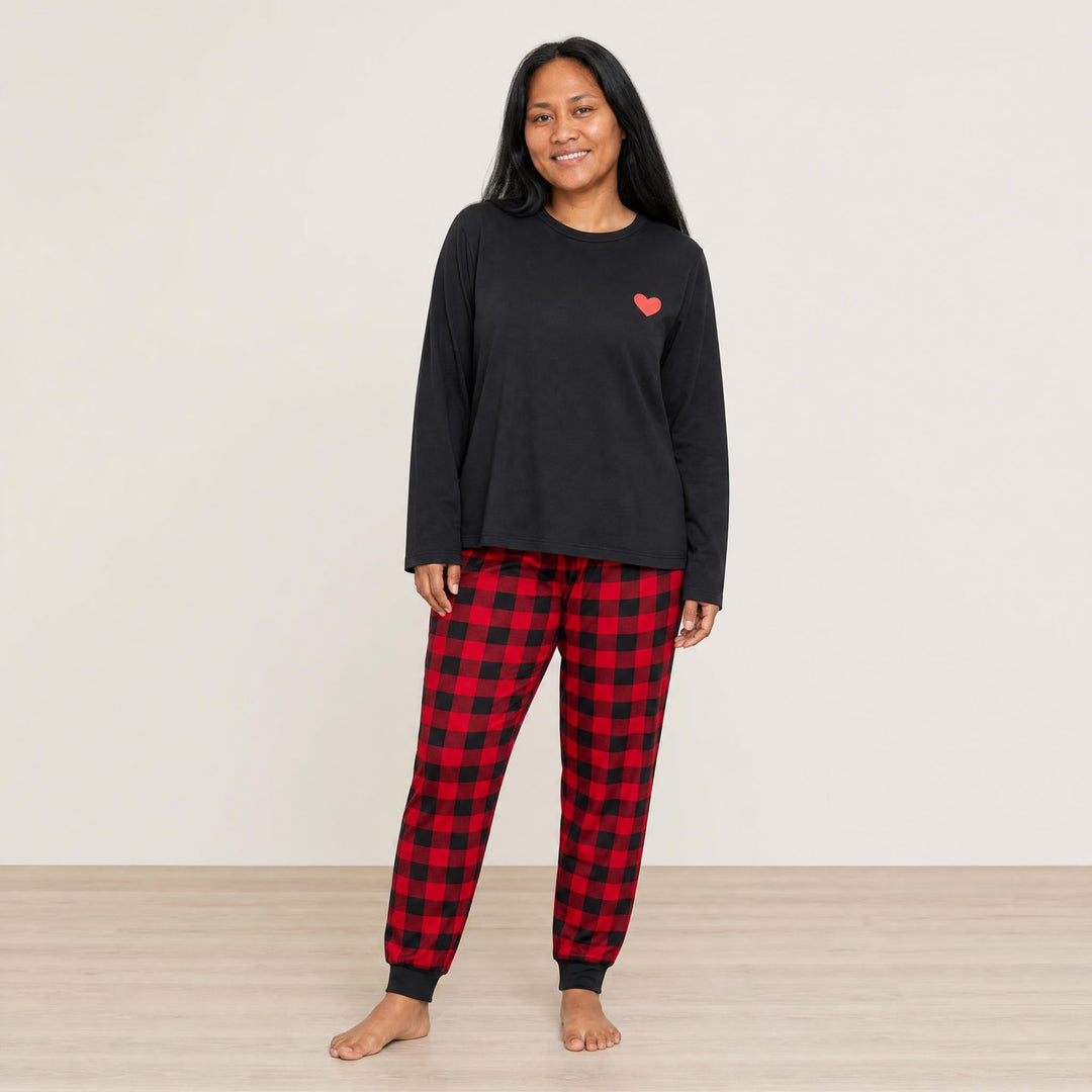 Plus-Size Heart Pajama Set - Long Sleeve