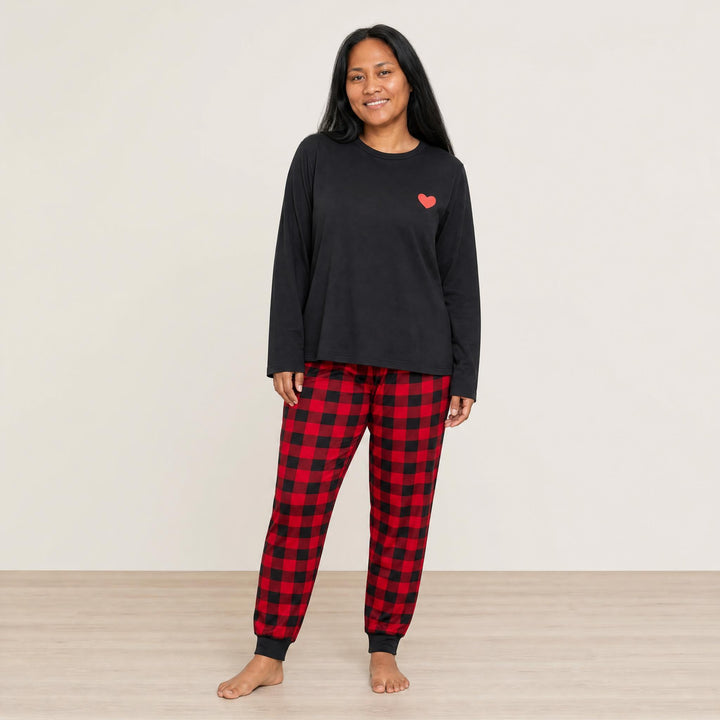 Plus-Size Heart Pajama Set - Long Sleeve