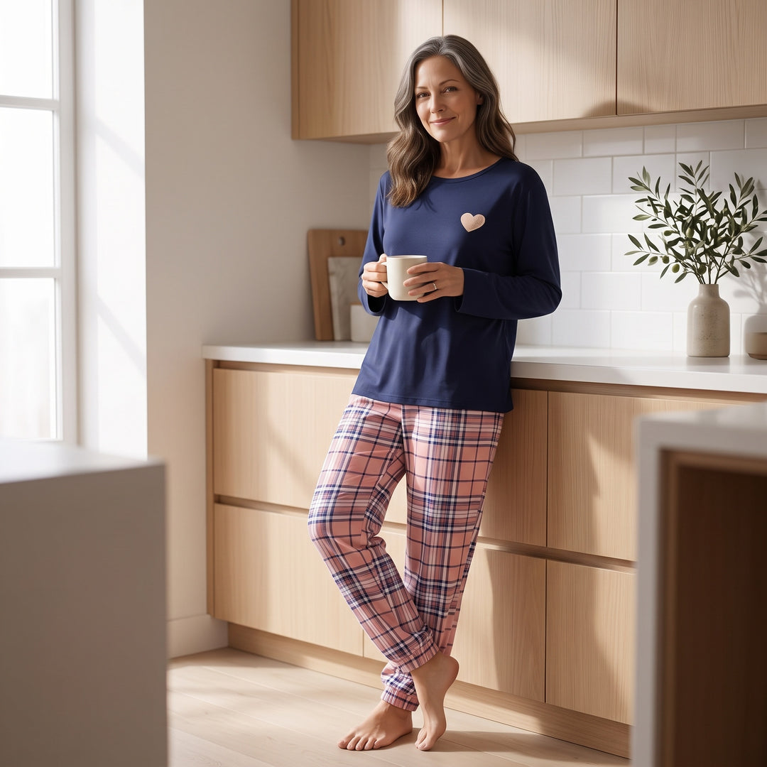 Plus-Size Heart Pajama Set - Long Sleeve