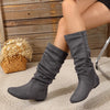 Women's Gray Slouch Mid-Calf Boots | Flat Sole Zip Boots