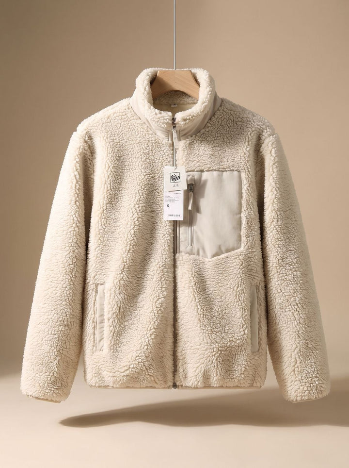 Sherpa Fleece Jacket for Women, Full Zip with Chest Pocket