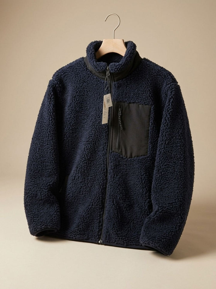 Sherpa Fleece Jacket for Women, Full Zip with Chest Pocket