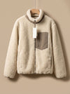 Sherpa Fleece Jacket for Women, Full Zip with Chest Pocket