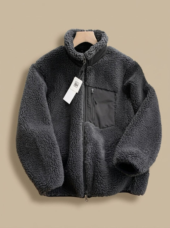Sherpa Fleece Jacket for Women, Full Zip with Chest Pocket