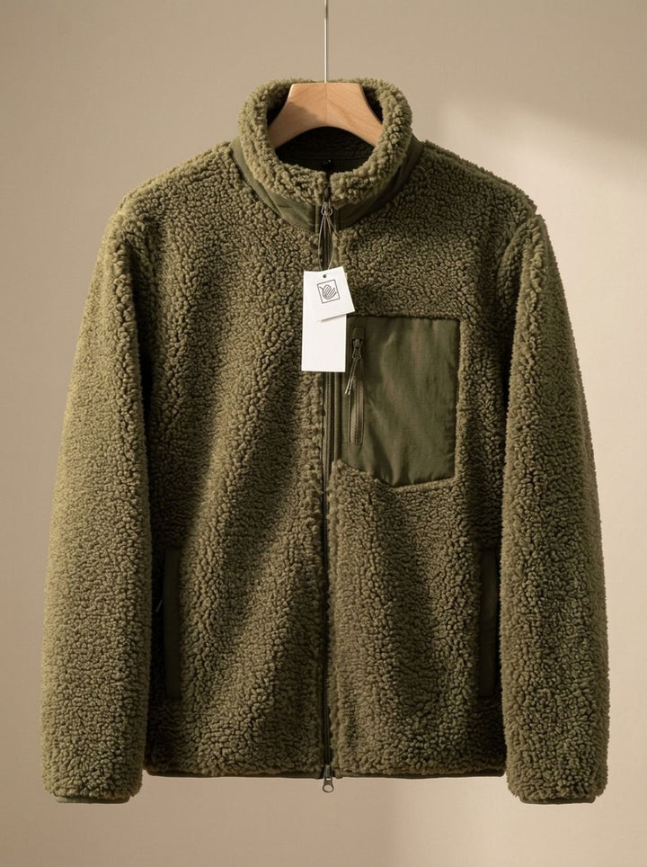 Sherpa Fleece Jacket for Women, Full Zip with Chest Pocket