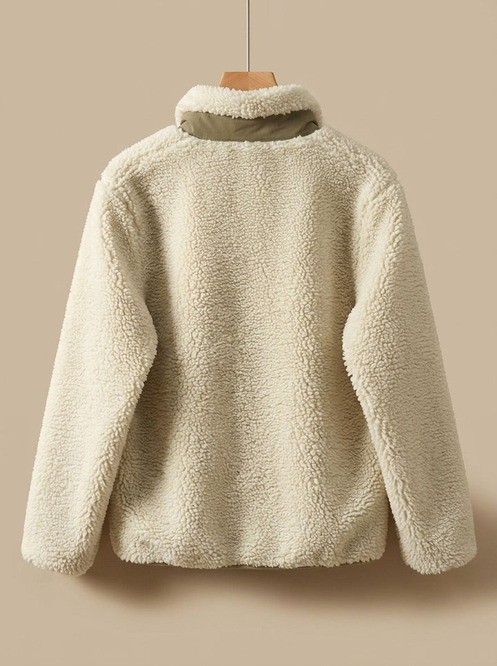 Sherpa Fleece Jacket for Women, Full Zip with Chest Pocket