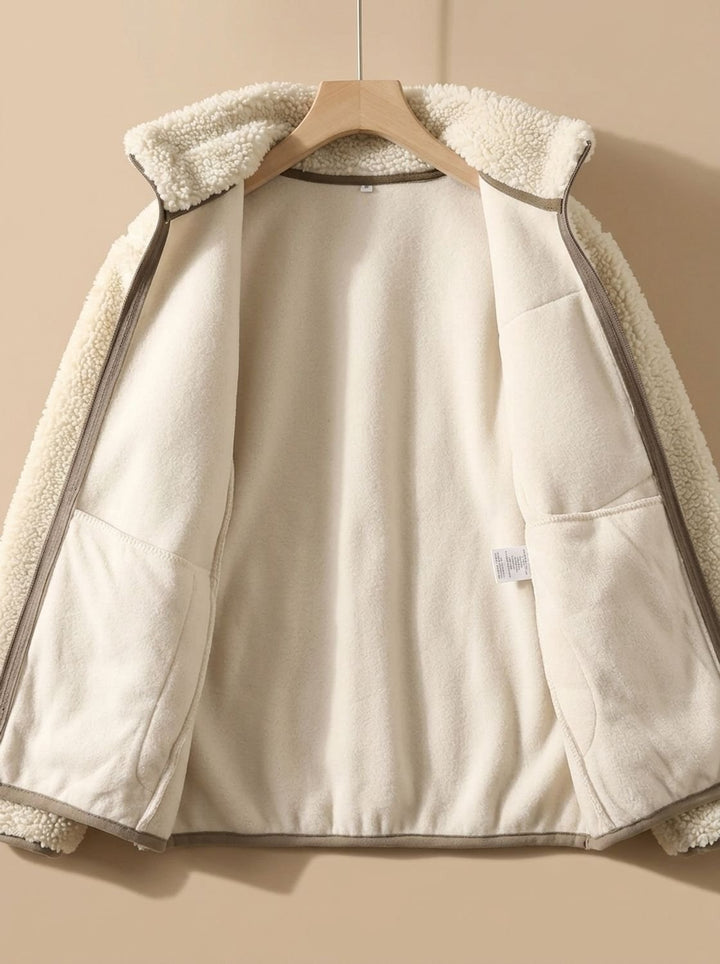 Sherpa Fleece Jacket for Women, Full Zip with Chest Pocket