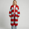 Women's Striped Cardigan | Oversized Longline Open Front Knit