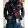 Women's Check Patchwork Jacket | Wool-Blend Notch Lapel Jacket