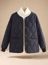 Women's Quilted Jacket | Padded V-Neck Snap-Button Jacket