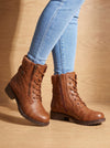 Women's Lace-Up Ankle Boots | Quilted Faux Leather Combat Boots