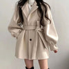 Women's Short Wool-Look Coat | Belted A-Line Lapel Coat