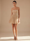Women's Gold Strapless Mini Dress | Glitter Tulle Skater Dress