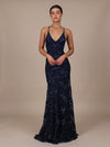 Women's Open Back Sequin Maxi Dress | V-Neck Evening Gown